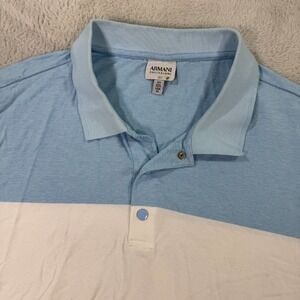 Armani Polo Shirt Womens XL White Blue Short Sleeve Tipped Collared‎ Performance